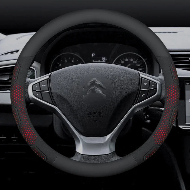 For Citroen C1 C2 C3 C4 C5 C6 VTS Xsara C-Crosser Berlingo Jumpy Carbon fiber Suede Car Steering Wheel Cover Auto Accessories CM World