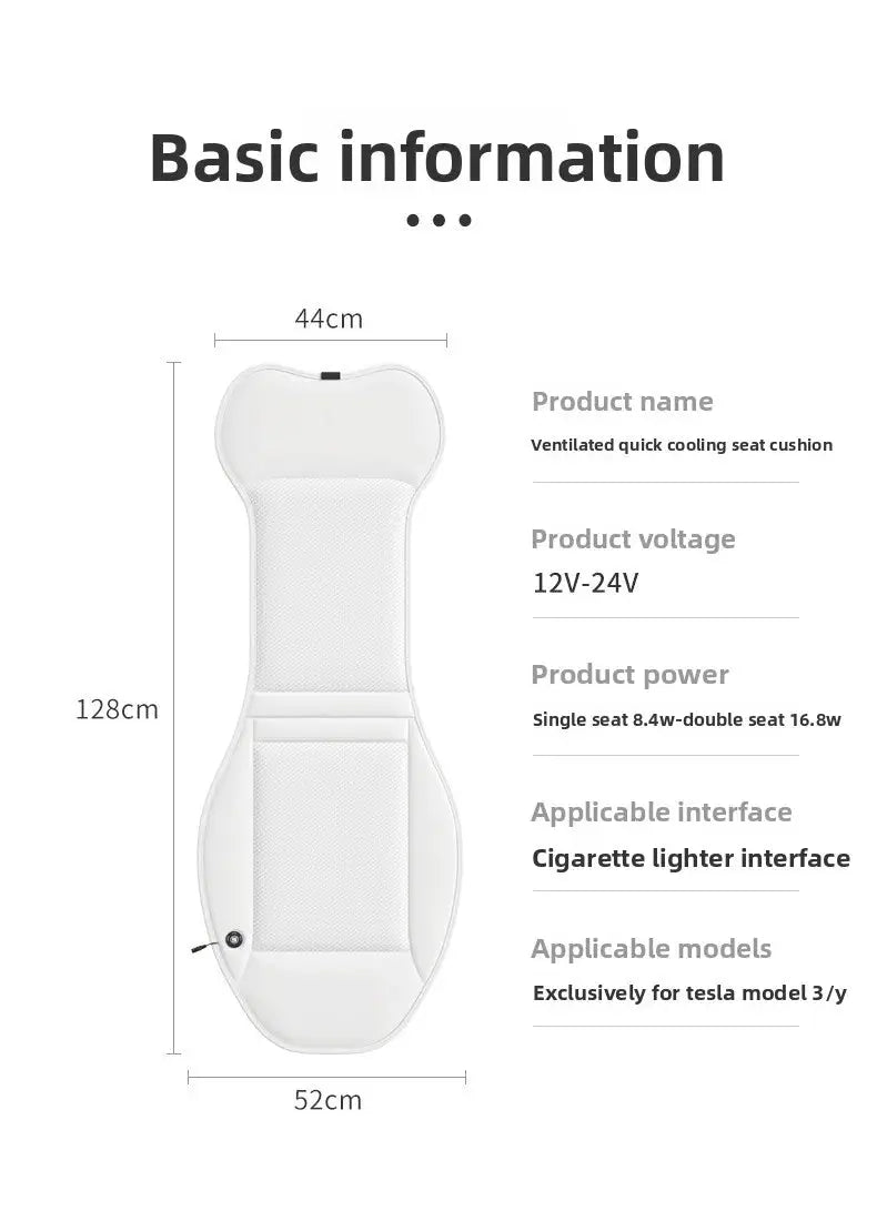 For Tesla Air Conditioning Seats Universal Car Seat Ventilation Cover Car Blowing Summer Cool Car Seat Cushion Auto Covers Car Mobile World