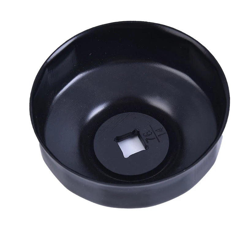 1Pc 76mm 14 Flutes Black Steel Car Oil Filter Cap Type Wrench Remover Tool Durable with 3/8" Drive Socket Car Mobile World