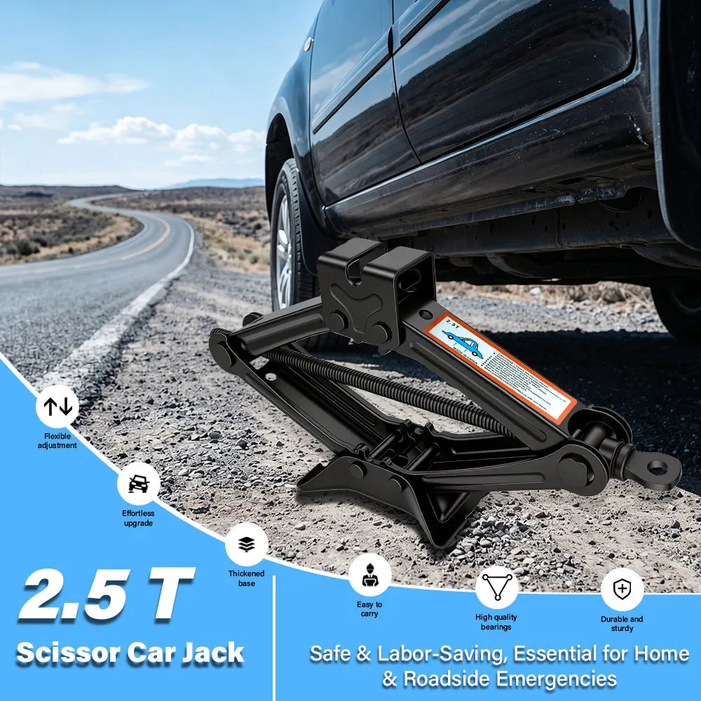 2.5T 1.5T Car Jacks 2 in 1 Manual Lift Jack Car Repair Tool Lifting Tool with Labor-saving Ratchet Wrench Foldable Jack for Car