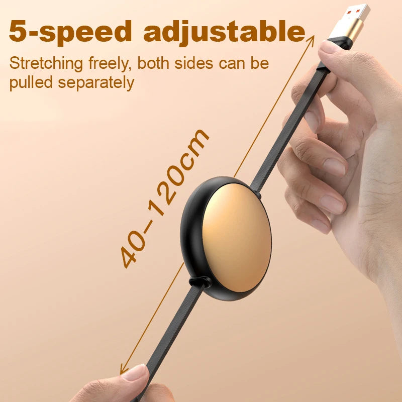 5A 120W 3 in 2 Fast USB C Cable for Huawei/Honor Retractable Portable Micro USB Type C Charger Cord For iPhone Samsung