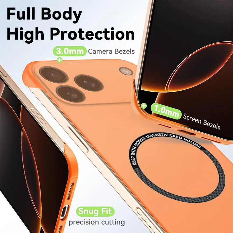 Magnetic Slim for iPhone 17 Pro Max Air Frameless Phone Cases Matte Anti-Scratch Hard PC Cover iPhoneAir 17Pro Shockproof Armor Car Mobile World