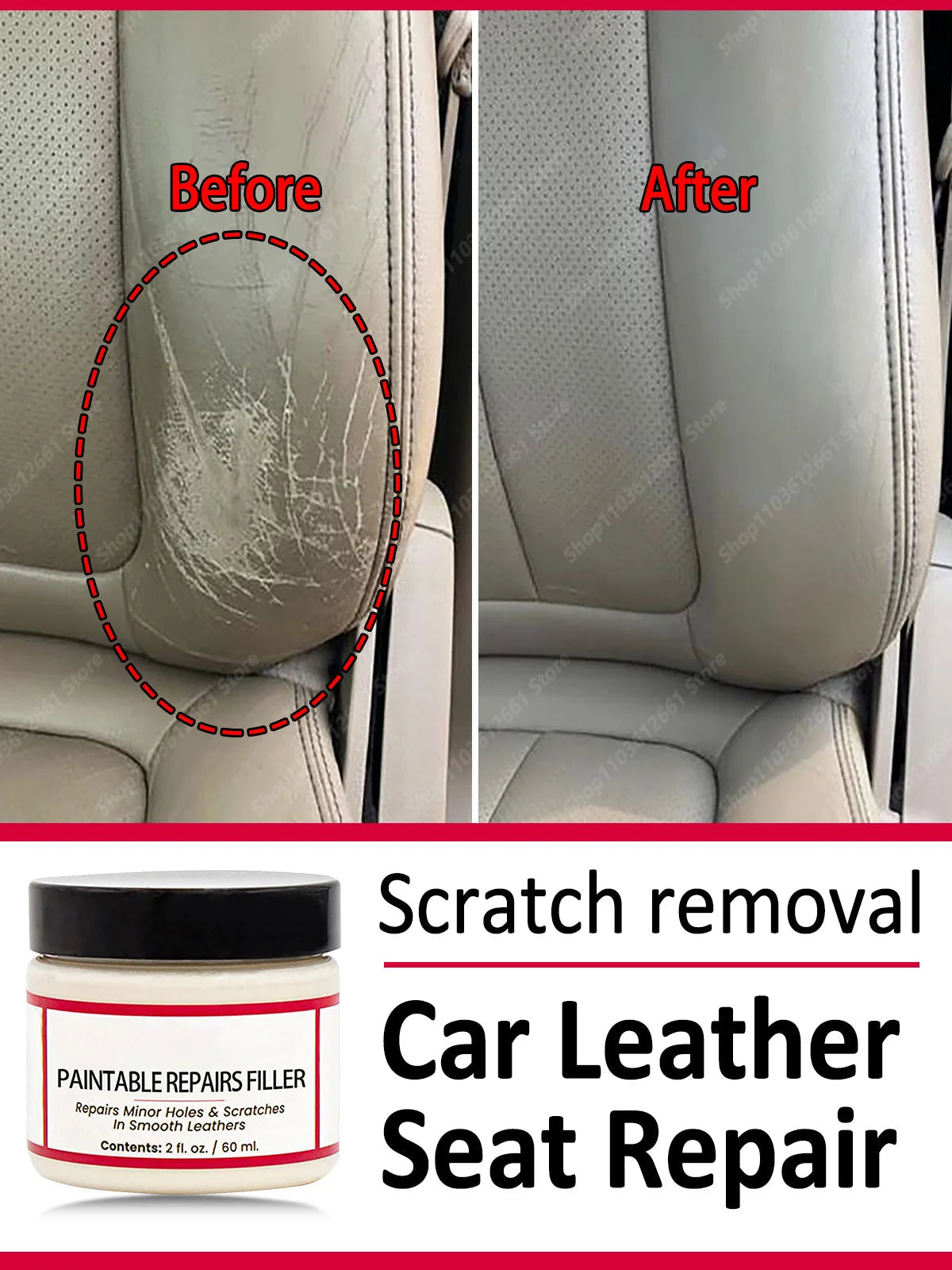 Auto Leather Repair Paste for Car Scratches Cracks Restoration Cream Seat Renovation Filling Compound Car Mobile World