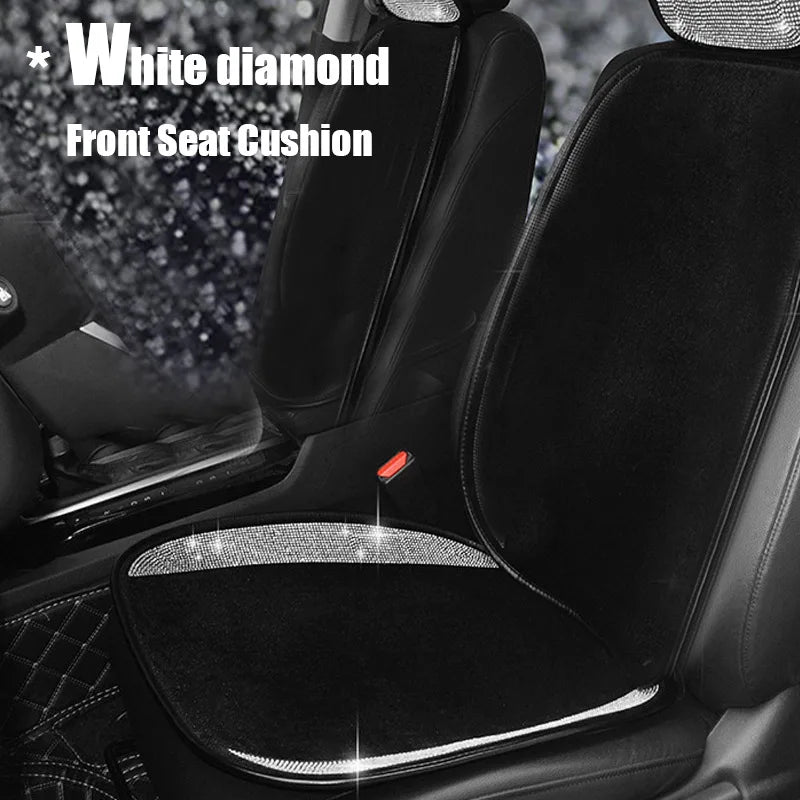 Universal Crystal Rhinestone White Diamond Car Interior Seat Covers Cushion Decoration For Women Ladies Gifts Auto Accessories CM World