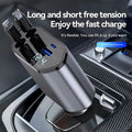 120W 4 in 1 Car Charger Retractable Car Cigarette Lighter Adapter USB Type C Fast Charger Cable For IPhone Xiaomi Huawei Samsung