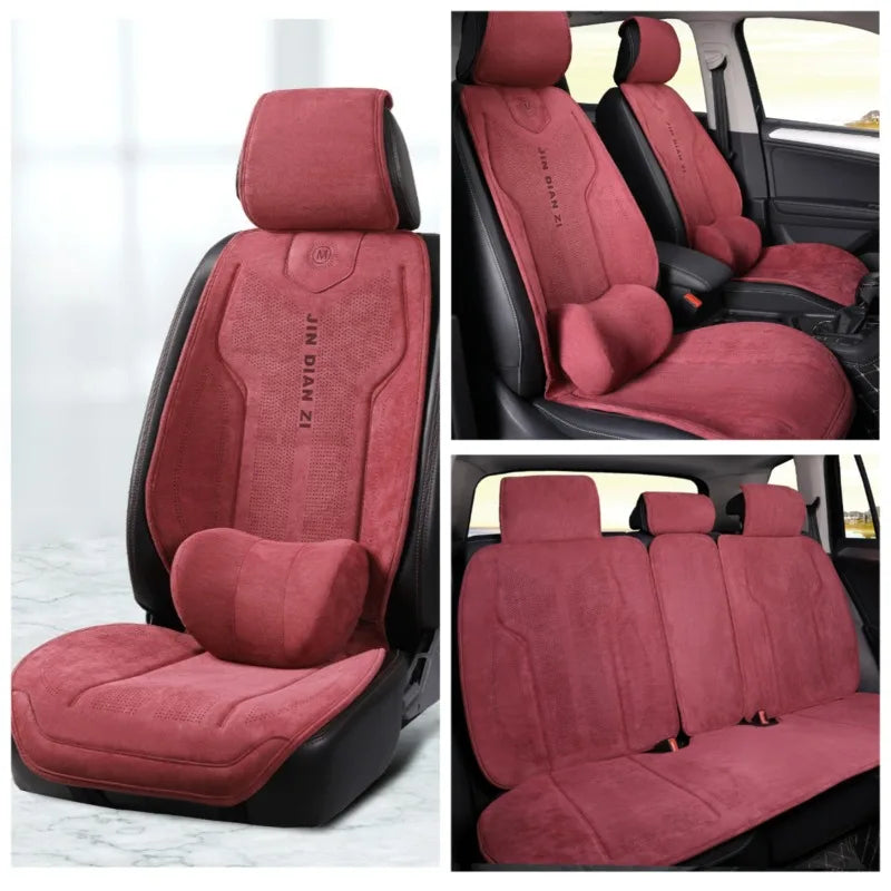 Full Set Suede Car Seat Covers Universal Four Season Breathable Seat Cushion Car Accessories Interior Car Seat Protector Covers CM World