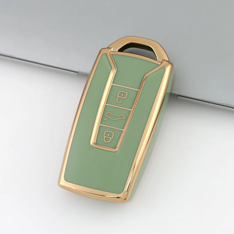 3 Buttons TPU Car Key Case Cover for Vw Volkswagen Touareg 2019 2020 2021 2022 2023 Auto Shell Fob Ring Keychain Protector