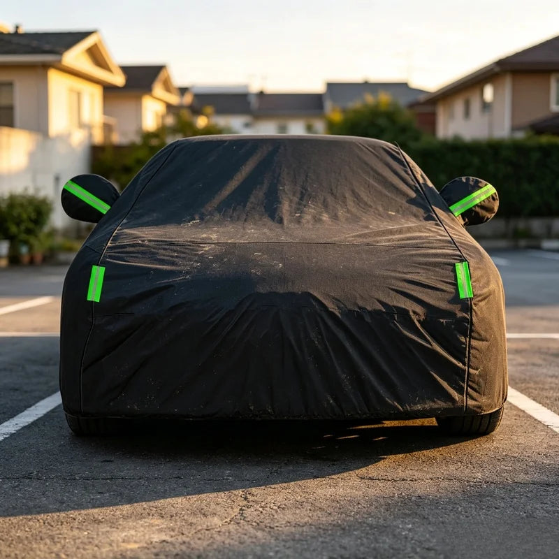 Universal Full Sedan Car Cover Waterproof Sun Rain Snow UV Protection Black Zipper Design Car Case S-XXL Sizes