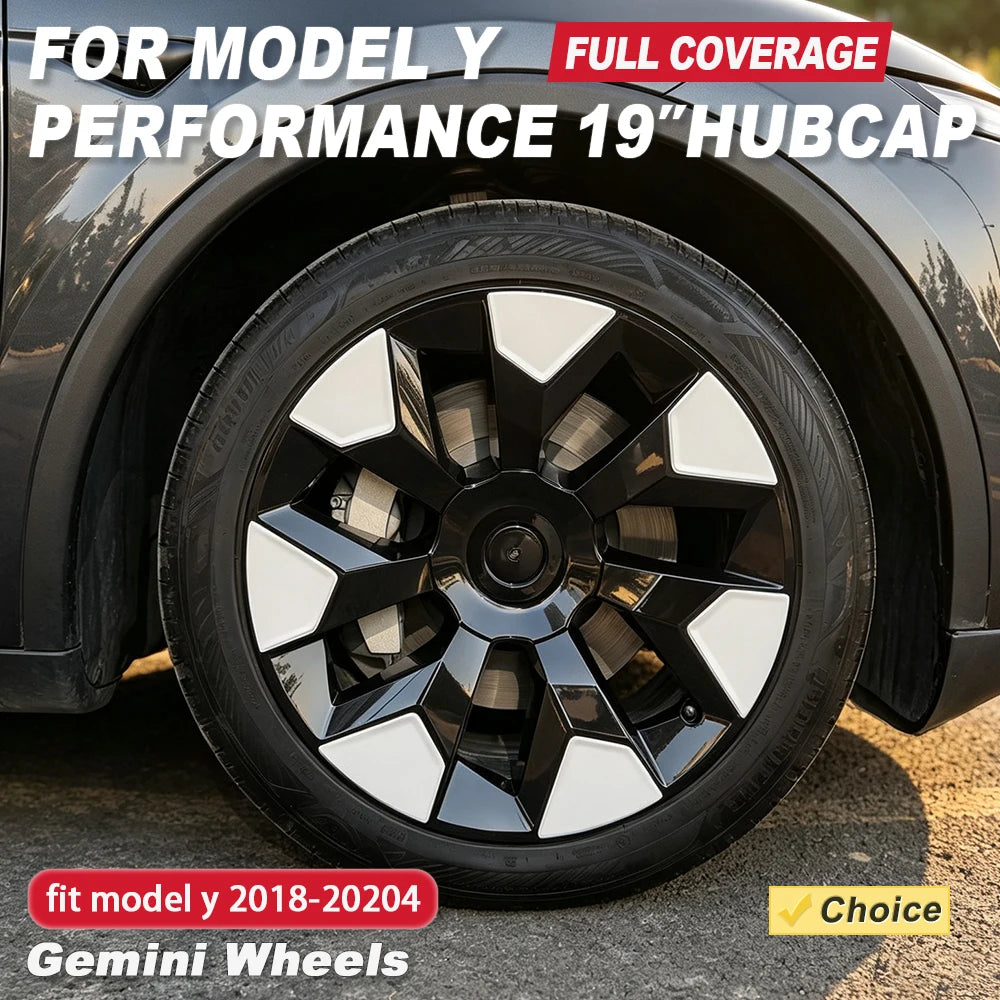 Full Rim Cover 4PCS Hub Cap 19 Inch for Tesla Model Y Wheel Cap Performance Automobile Hubcap Gemini Wheel Accessories 2018-2024
