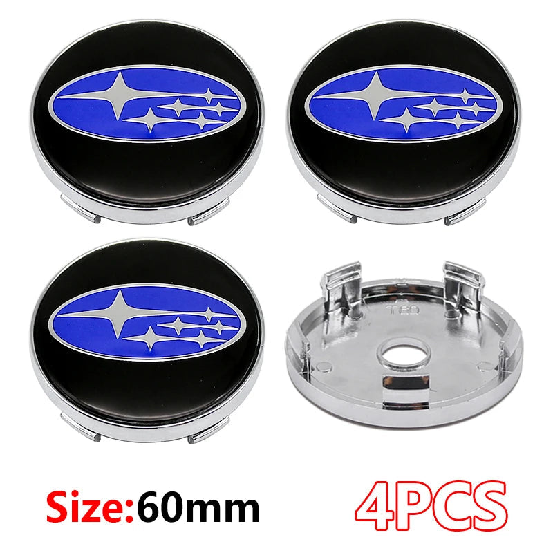 4Pcs 56MM Car Wheel Center Emblem Sticker 60mm Hub Cover Badge for Subaru Outback Legacy Forester Impreza Tribeca WRX DRL XV STI CM World