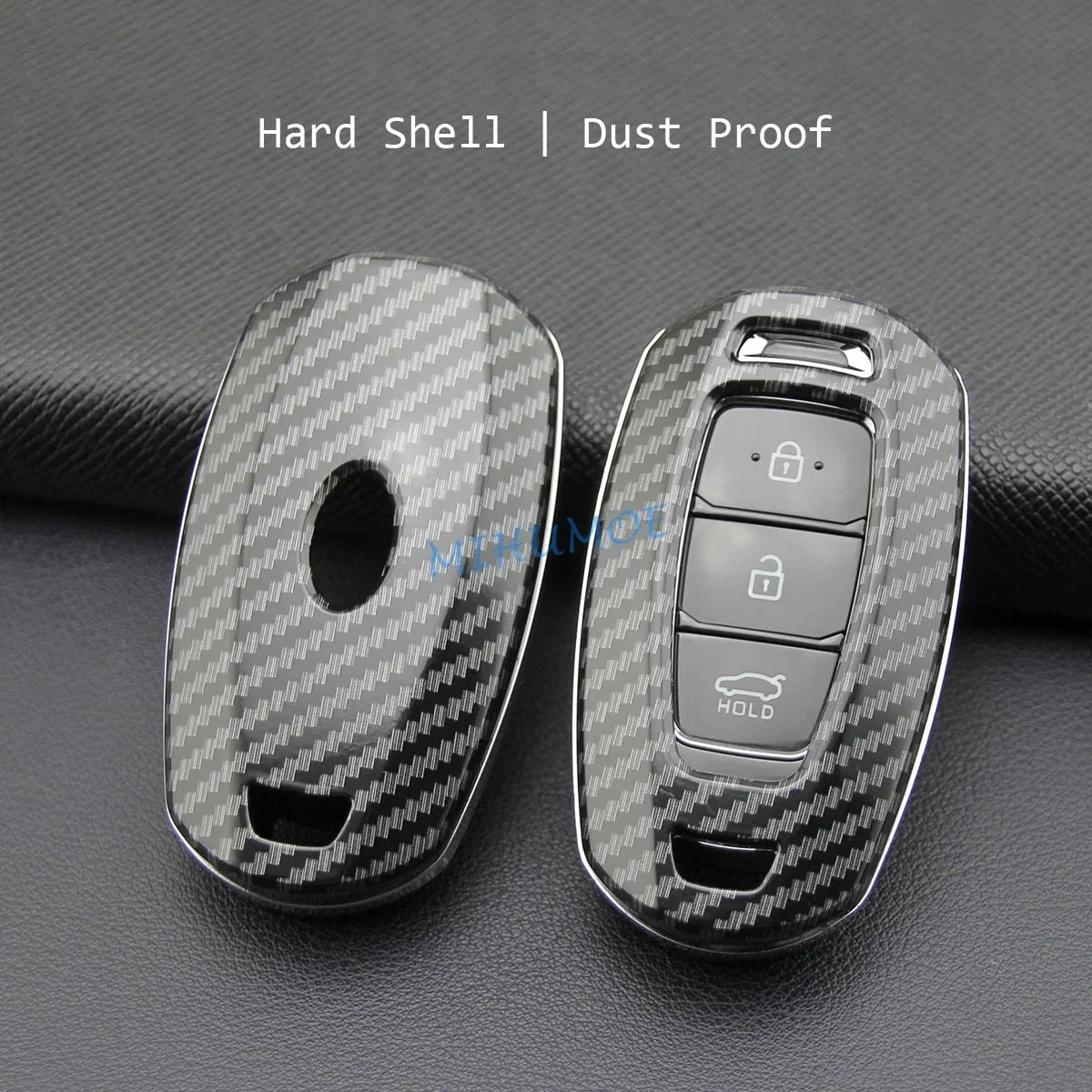 For Hyundai Carbon Fiber Car Smart Key Cover Case Chain Accessories Veloster Accent Palisade Elantra GT Venue Santa Fe Kona i30 CM World