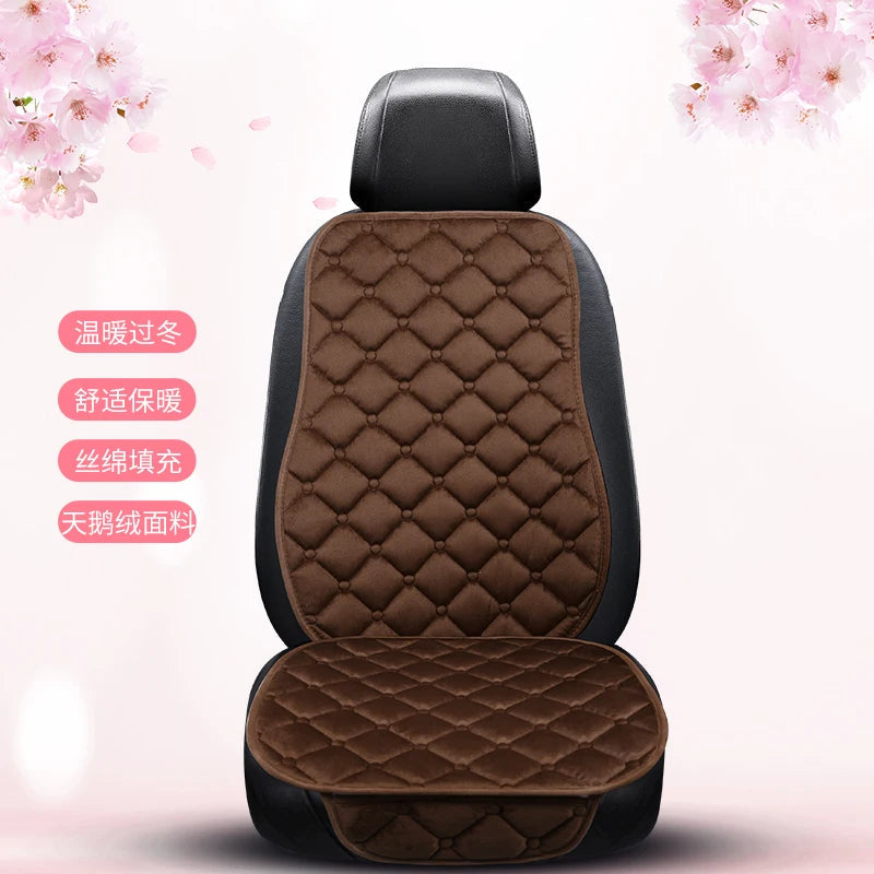 Thickened car seat cushion plush short plush anti slip warm seat cushion seat three piece set winter universal plush winter CM World