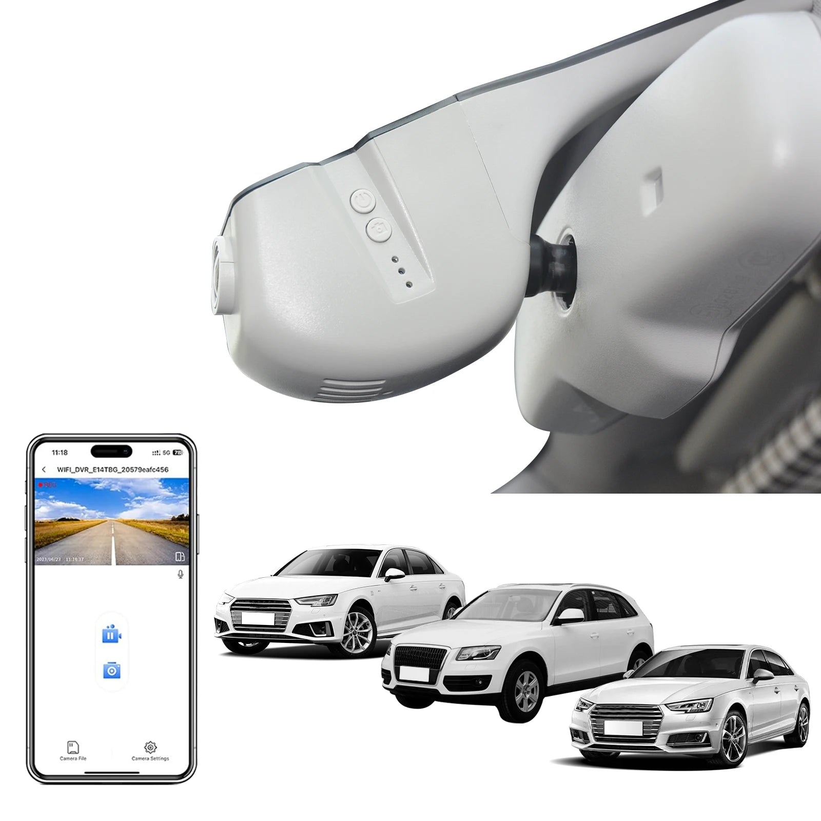 Dash Cam 4K For Audi A3 A4 A5 A6 A7 A8 Q3 Q5 Q7 B4 B5 B6 B7 B8 B9 8V C5 C6 C7 8P 8V (Model B/C) GPS WiFi & APP Dash Car Camera Car Mobile World
