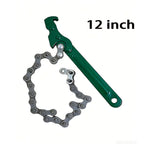Steel Heavy Duty Chain Wrench Tool, Adjustable Grip Spanner with Ergonomic Handle for Oil Filter Pipe Fittings Removal