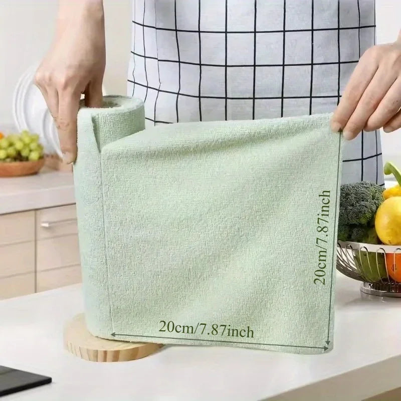 1Roll/20PCS Ultra-fine Fiber Cleaning Cloth, Reusable Disposable Towels for Household Kitchens,Roll Shaped Tear Off Wiping Wipes
