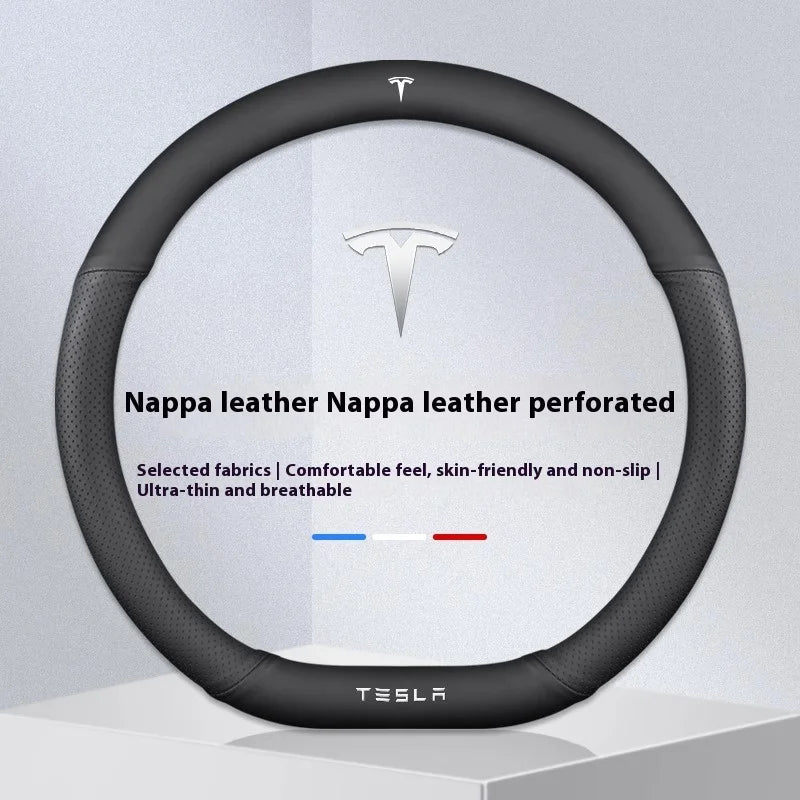 For Tesla Model 3 Model Y Model S Model X Roadster Suede Anti-slip Breathable Leather Car Steering Wheel Cover Auto Accessories CM World
