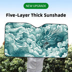 Japanese Wave Dragon Sun Visor Foldable Universal Car Windshield Sun Shade UV Protection Heat Insulation Foldable Cover