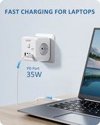 LENCENT EU Plug Power Strip Wall Socket with 3 AC+3 USB QC 18W +1 Type C PD 35W Fast Charger Adapter 7-in-1 Socket On/Off Switch Car Mobile World