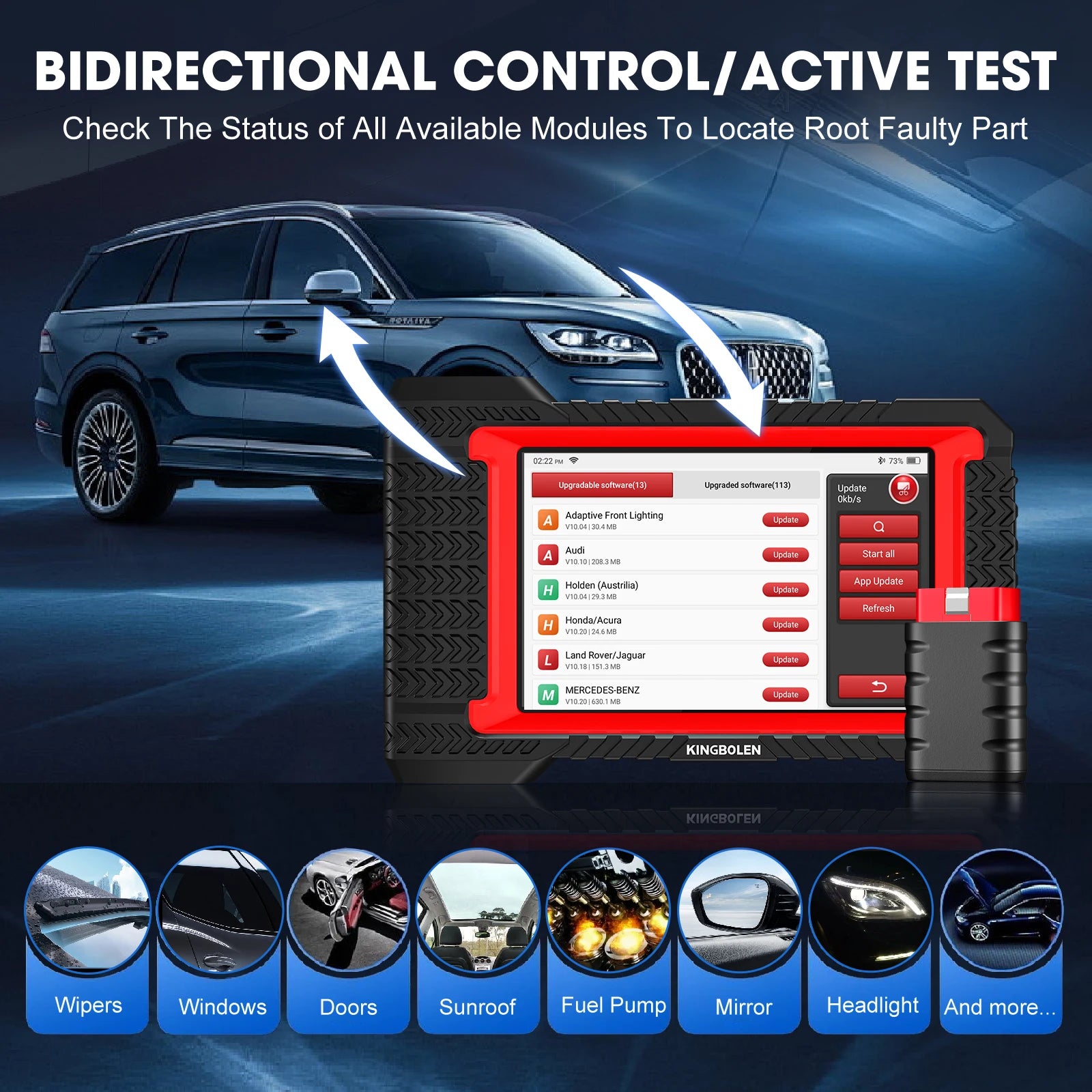 KINGBOLEN K7 OBD2 Scanner Bluetooth 2026 Bidirectional Scan Tool with Lifetime FRee Update, ECU Coding, 31+ Resets, Full System Car Mobile World