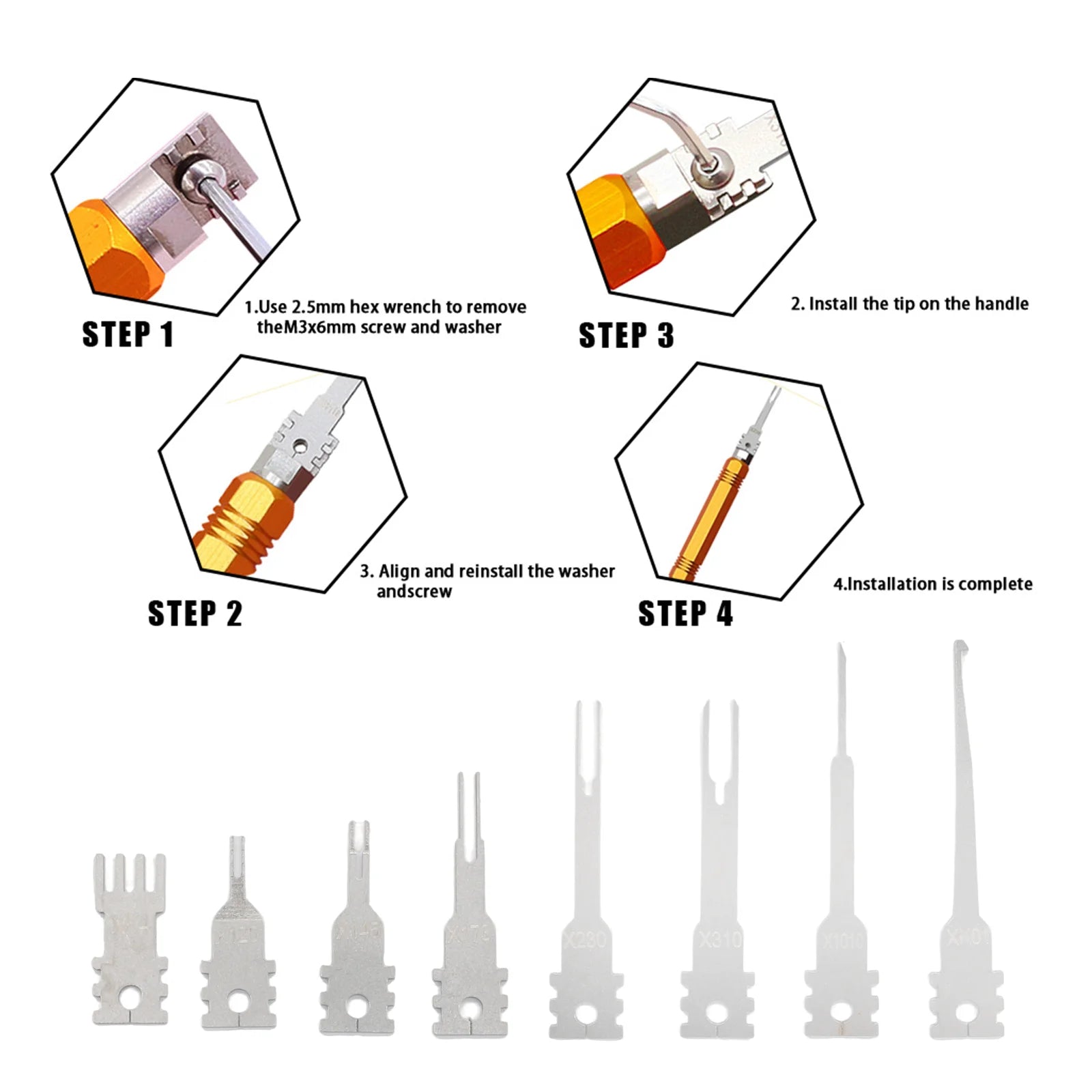 Double headed detachable terminal pin extraction tool suitable for AMP Metri Pack  Molex connectors, and General Motors repair CM World