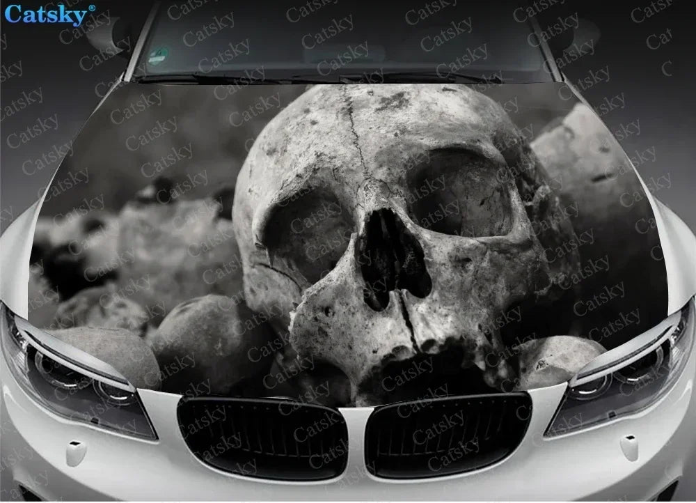 Car Hood Decal, Skull, Wrap Decal, Vinyl Sticker, Graphic, Truck Decal, Truck Graphic, Bonnet Decals, F150, CUSTOM, Fit Any Cars