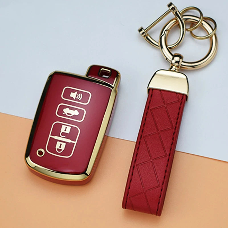 For Toyota Corolla Camry RAV4 Highlander Auris CHR Avalon Land Cruiser Auto Shell Holder Fob Keychain TPU Car Key Case Cover