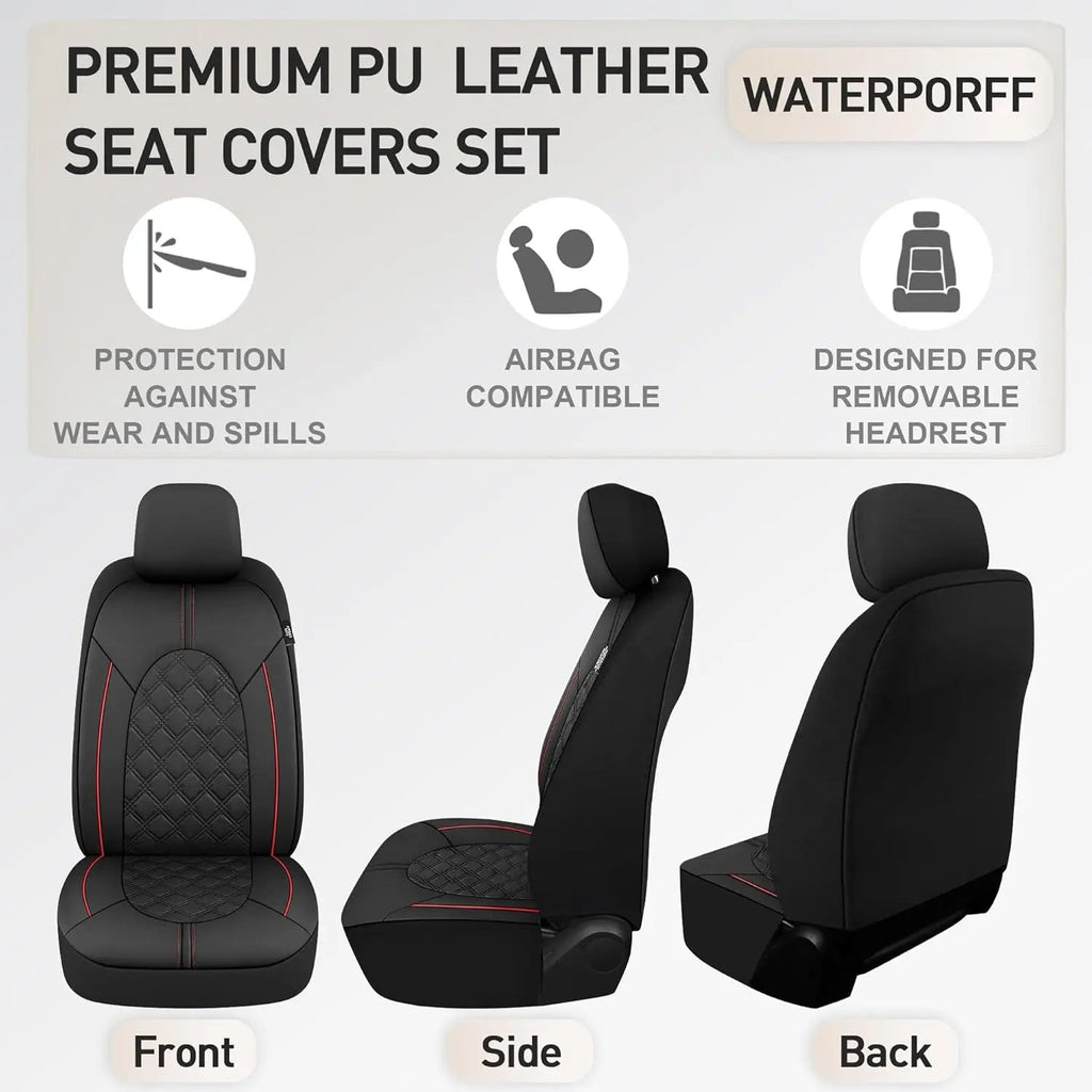 Universal Waterproof PU Leather Car Seat Covers Full Set with Split Bench Design for Sedans, SUVs, Trucks CM World