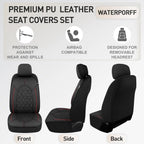 Universal Waterproof PU Leather Car Seat Covers Full Set with Split Bench Design for Sedans, SUVs, Trucks CM World
