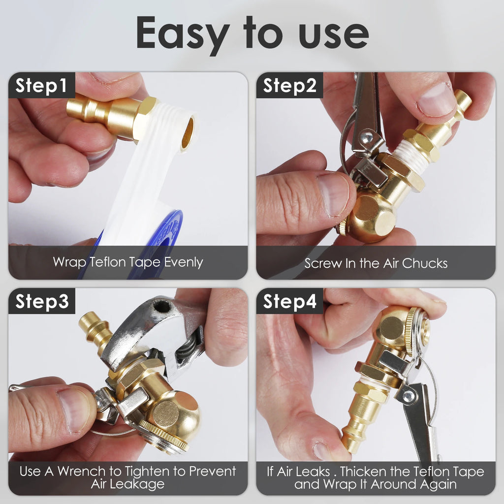Closed Ball Tire 1/4inch FNPT Durable Closed Flow Tire Inflator Air Car Tire Air Chuck Inflator Pump Valve Connector CM World