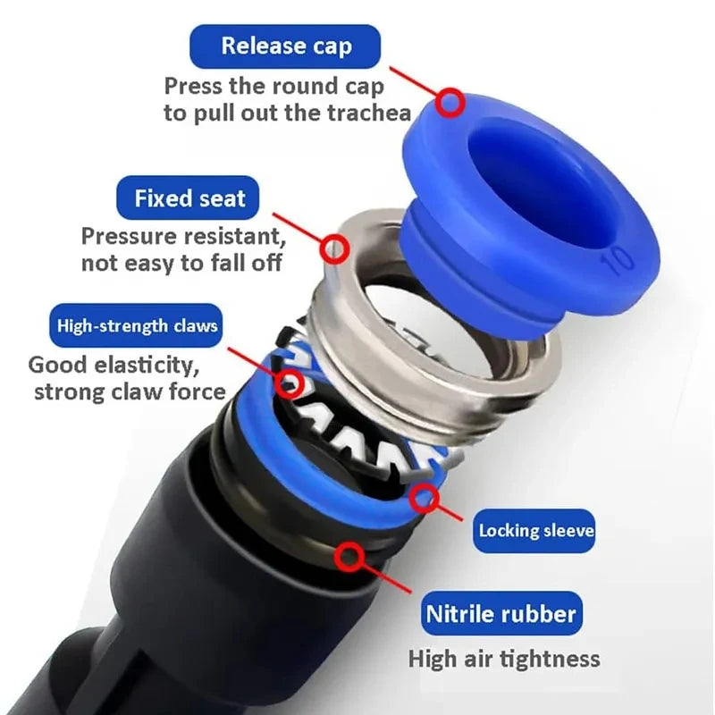 10PCS Pneumatic Fittings Quick Air Connector Hose Fitting Plastic PU PG 4mm 6mm 8mm 10mm 12mm Push Into Tube Pluglug
