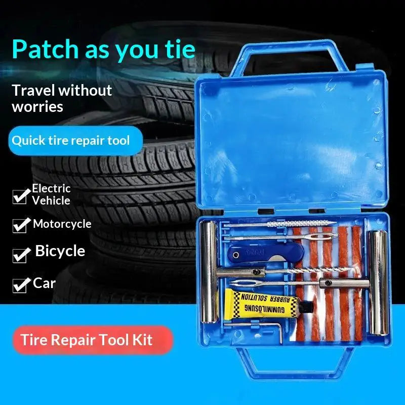 Hot Car Tire Repair Kit With Box Tire Puncture Emergency Repair Tools Car Motorcycle Bicycle Tyre Repairing Tool Set Easy To Use