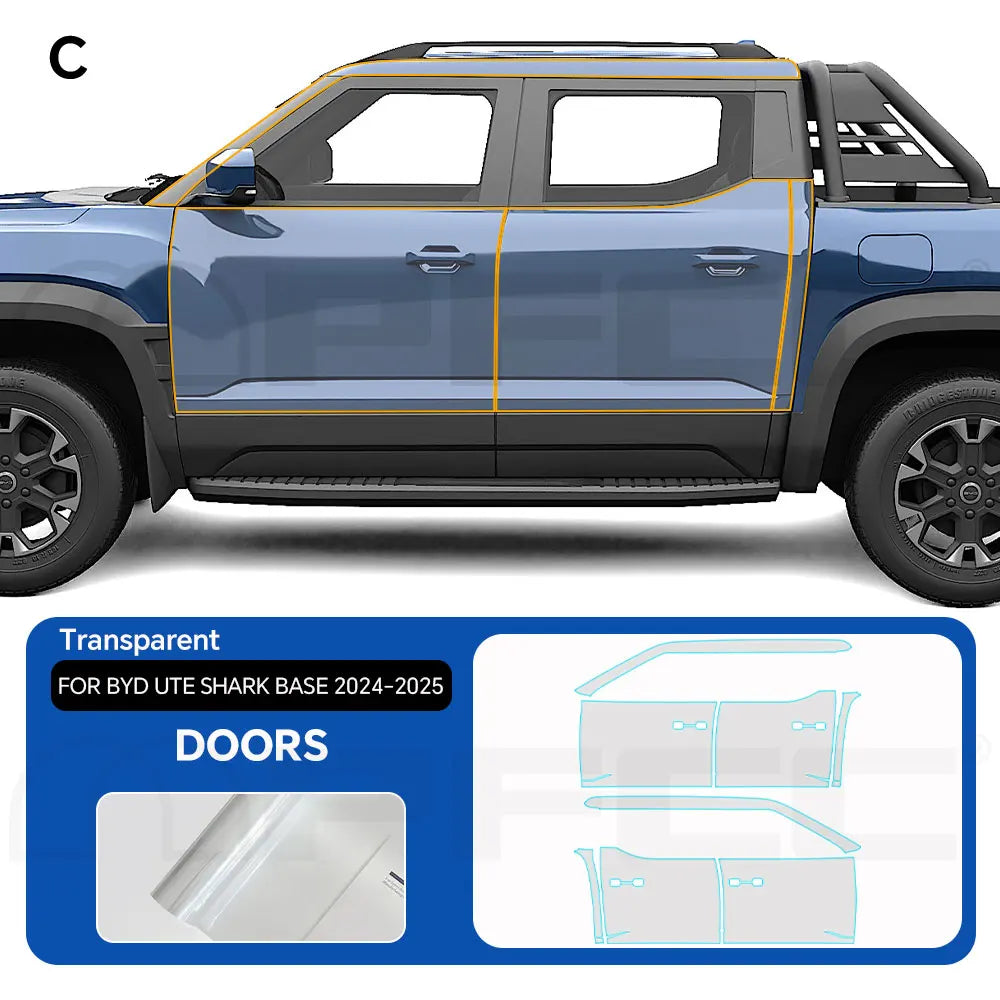 For BYD Ute Shark Base 2024-2025 9Mil TPU Paint Protection Film Car Body Sticker Anti-scratch Protective PPF Car Accessories Car Mobile World