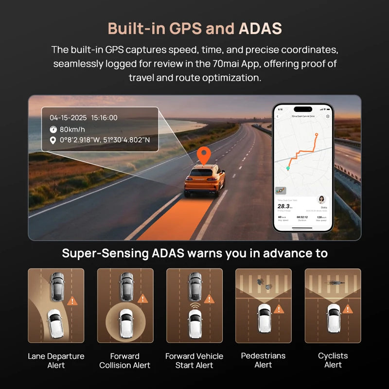 70mai 4K Dash Cam A810S STARVIS2 IMX678 Sensor Dual HDR Night Vision Buffered Rec Supercapacitor 512GB Voice Control Car Camera