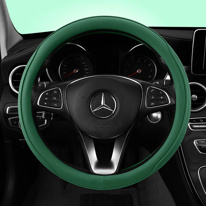 Car Anti-Slip Leather Steering Wheel Cover Universal Car Steering Wheel Protective Cover Fashion Style 38cm Sport Style Cool CM World