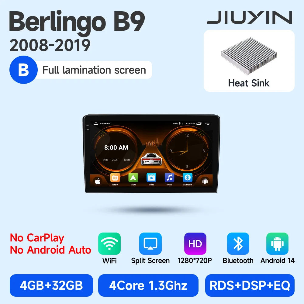 Car Radio 2 Din Stereo For Citroen Berlingo B9 Peugeot Partner 2008-2019 Android Auto Multimedia Player 4G WIFI Carplay GPS Navi CM World