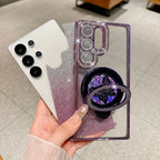 Glitter Butterfly Rotating Bracket Case for Samsung Galaxy S25 S26 Ultra S24 S23 Plus S22 FE A56 A55 A16 A54 Bling Diamond Cover