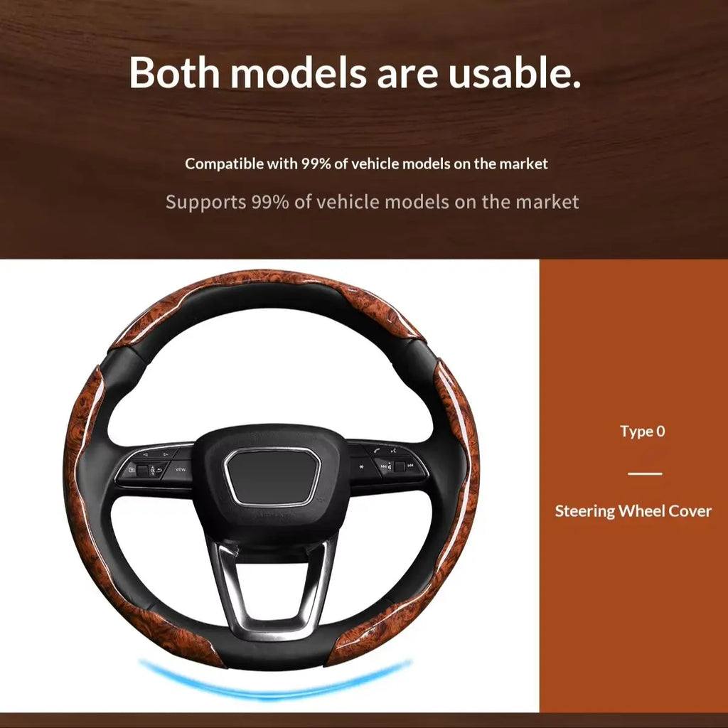 3 pcs of segmented peach wood texture car steering wheel cover, high-end and minimalist car steering wheel decoration