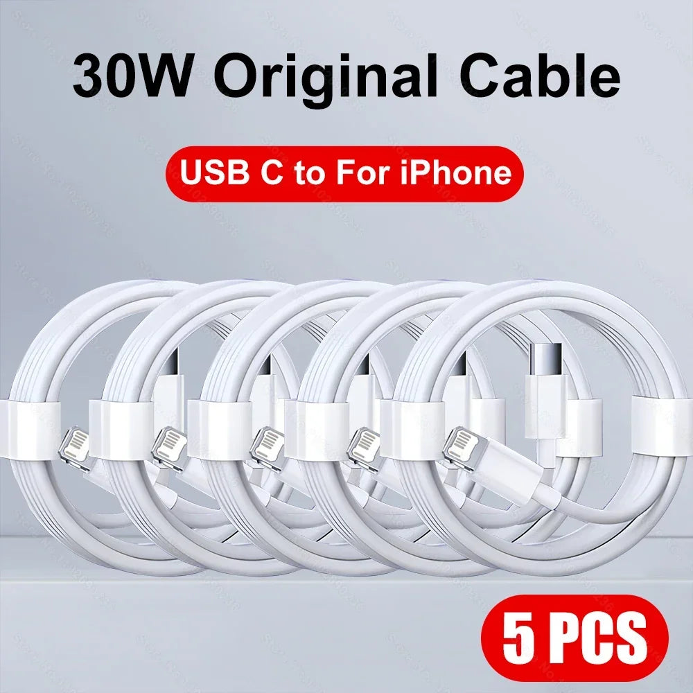 5-1pcs 30W Fast Charging Cable For  iPhone 13 12 11 14 Pro Max Mini USB C Cable For X XR XS MAX 7 8 14 Plus 6 Accessories