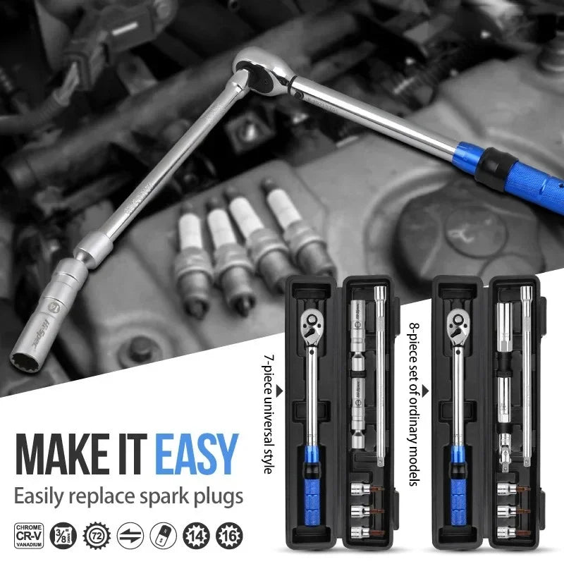 3/8" 10-60N.m Torque Wrench Ultra-Thin Magnetic Car Spark Plug Special Removal Tool Adjustable Manual Spanner Accessories