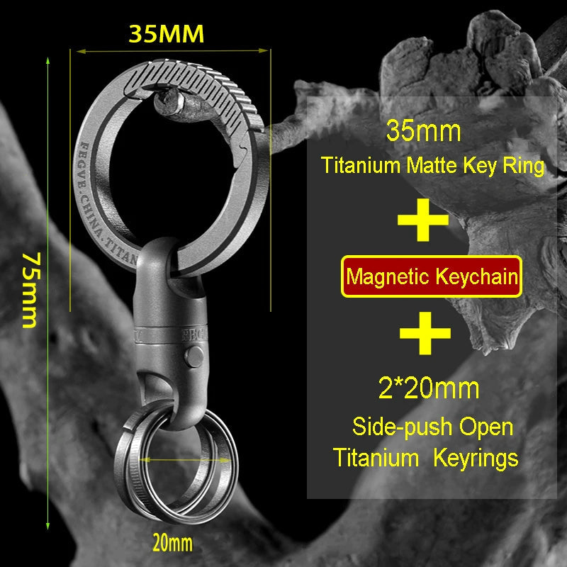 New Titanium Alloy Magnetic Suction Quick Release Keychain Key Ring Men Can Rotate 360° Car Key Chain Push Pull Buckle CM World