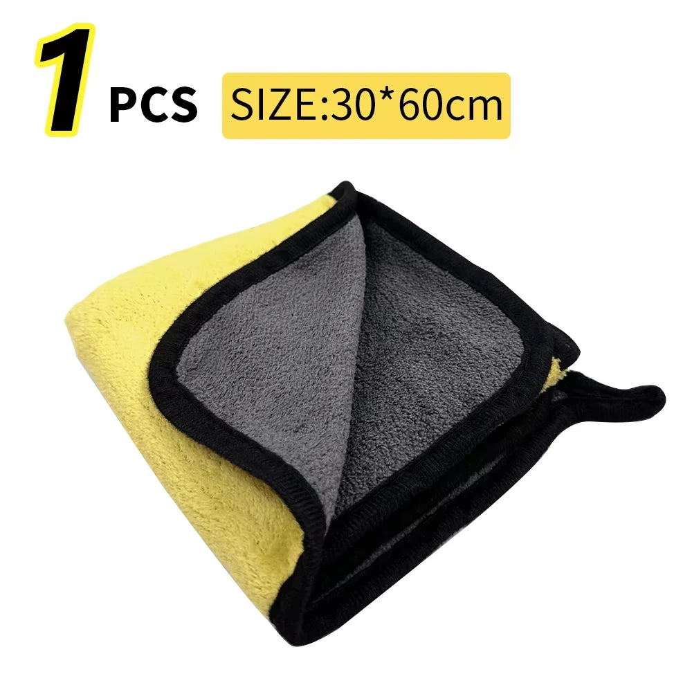Car Wash Microfiber Towel 30x30/60CM Car Cleaning Drying Cloth Hemming Car Care Cloth Detailing Car Wash Towel CM World