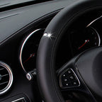 PU leather shiny metal stretchable car rimless steering wheel cover suitable for 14.5 - 15 inch car decoration items CM World