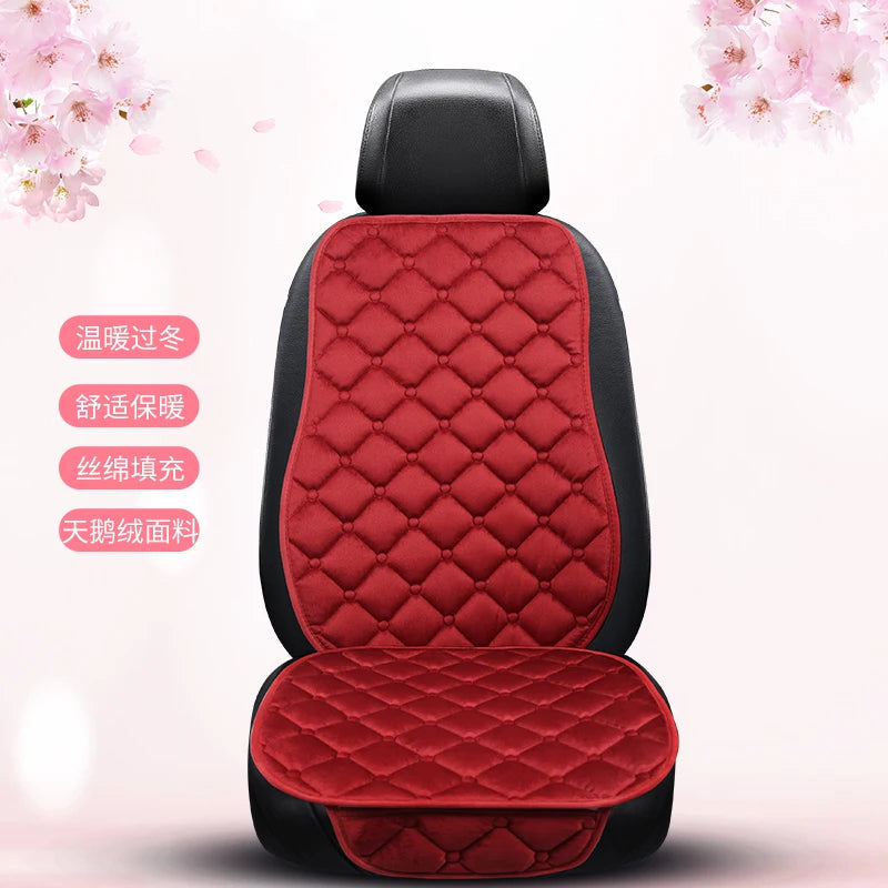 Thickened car seat cushion plush short plush anti slip warm seat cushion seat three piece set winter universal plush winter CM World