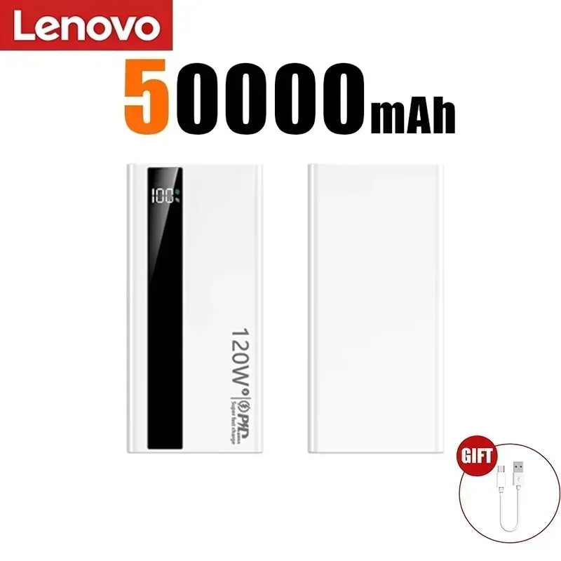 Lenovo 2027 NEW 500000mAh CCC 120W Portable Powerbank Super Fast Charging Battery Charger LED Digital Display For Xiaomi