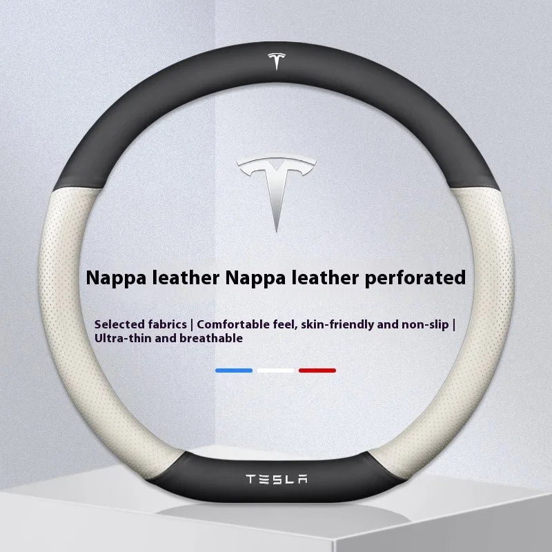 For Tesla Model 3 Model Y Model S Model X Roadster Suede Anti-slip Breathable Leather Car Steering Wheel Cover Auto Accessories CM World