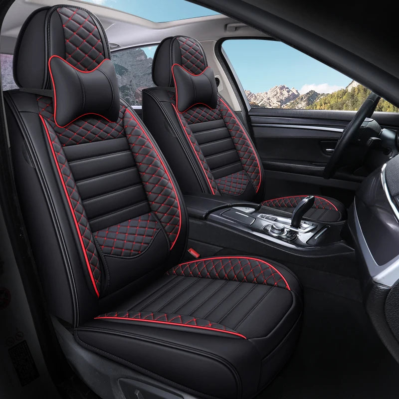 Luxurious PU leather  car seat cover, 3D wing & fixed lumbar support - Soft, comfortable and durable, suitable for most Car CM World