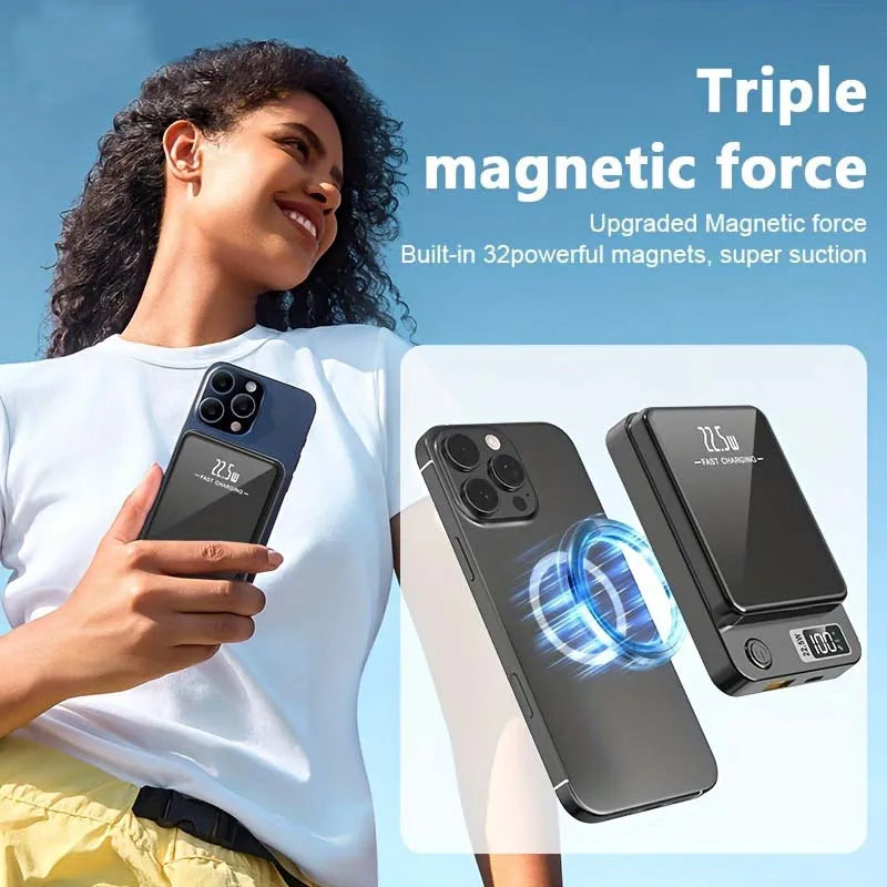 Lenovo 100000mAh  Magnetic Powerbank Magnetic Power Bank Wireless Fast Charger For iPhone Backup battery For Magsafe Car Mobile World