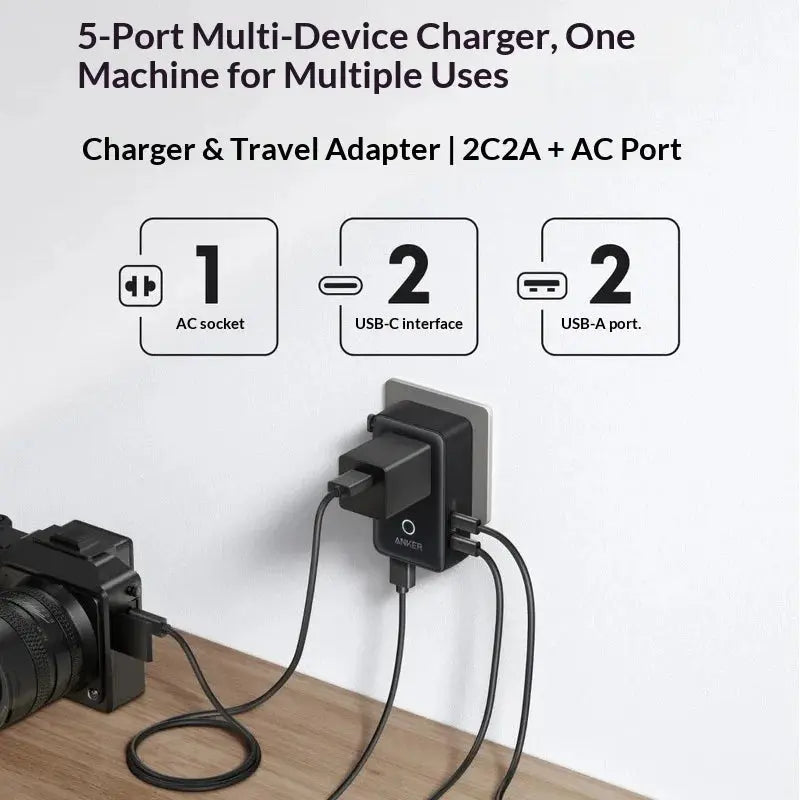 Anker Universal International Travel Adapter With Usb Multi Power Charger Compatible With Uk Eu Us Au Plugs For Global Travel Car Mobile World