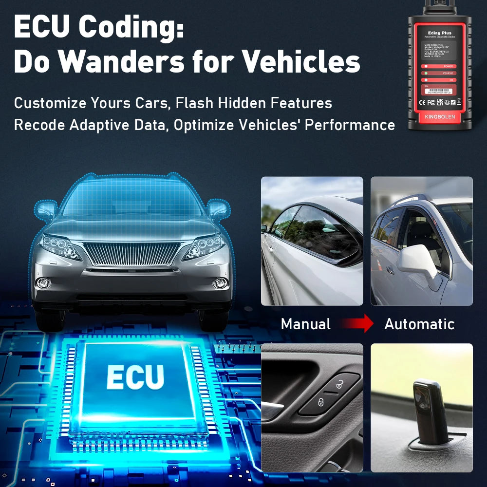 [ All Digital SN] KINGBOLEN Ediag plus CAN FD protocol All System Car diagnostic tools ECU coding Active Test OBD2 scanner Car Mobile World