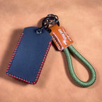 For Volvo EX30 Handmade Genuine Leather Smart Remote Key Case Protection Cover Shell Keychain Ring Holder Fob Car Accessories